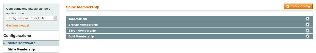Shine Magento Membership Screenshot