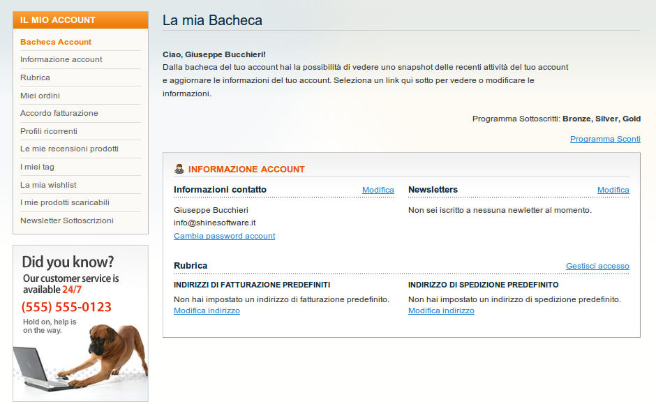 Shine Magento Membership Screenshot